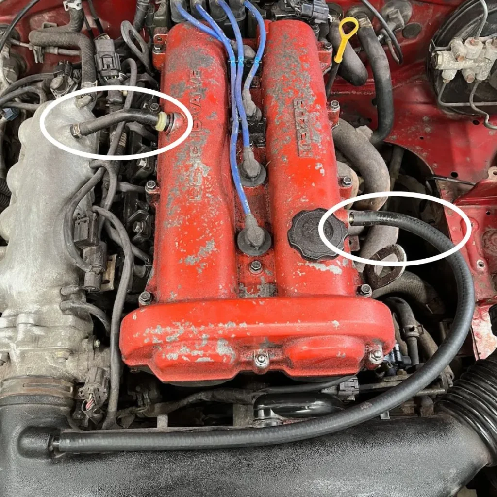 NA Miata valve cover hose connections